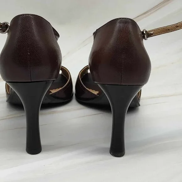 Franco Sarto heels, brown leather size 8 - Picture 3 of 6